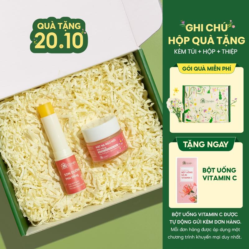 Combo Môi Hồng Gồm Son Dưỡng Hồng Môi Và Mặt Nạ Ngủ Môi Cỏ Mềm