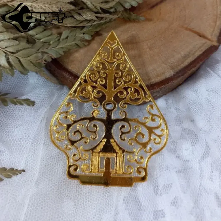 Gunungan Wayang Akrilik Mirror Gold 5