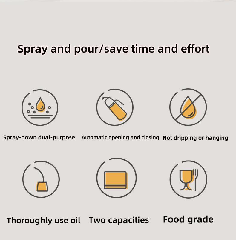 Product Introduction of Oil can spray and pour dual-purpose oil spray pot kitchen special household oil spray bottle glass food-grade spray Kitchen tool cruet Kitchen tool  air fryer Cooking too sauce cruet vinegar bottle oil  spray Dispensers Utensils 1