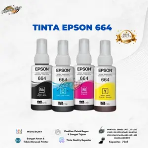 Tinta Epson 664 For Printer L360,L380,L385,L480.L485,L565 | Black & Colour (Tanpa Box)