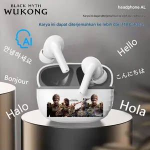 xctopest Black Myth Wukong AI Earphone Nirkabel Original TWS Bluetooth, Earphone Sentuh untuk Olahraga, Earphone Stereo 3D, Cocok untuk Bermain Game