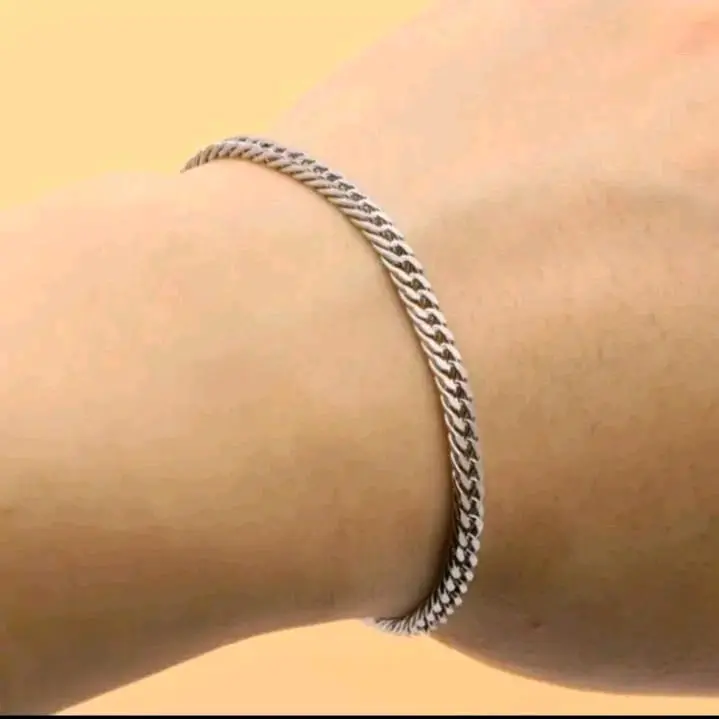 GELANG TANGAN PRIA DAN WANITA RANTAI SILVER STAINLESS STEEL ANTI PUDAR DAN TIDAK LUNTUR 2