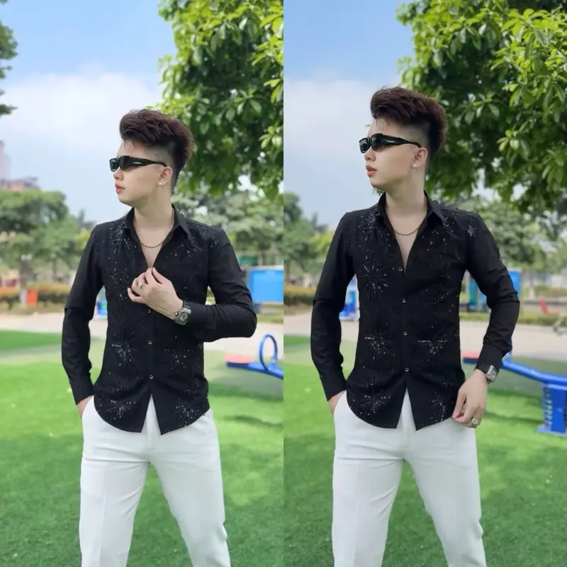 ÁO SƠ  MI THIẾT KẾ ĐÍNH KIM SA LUXURY Nam 0