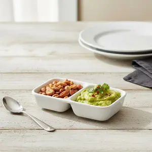 Hapimart Piring Saus Sekat 2 Tempat Sambal Saus Melamin Tebal Ringan Foodgrade Anti Pecah