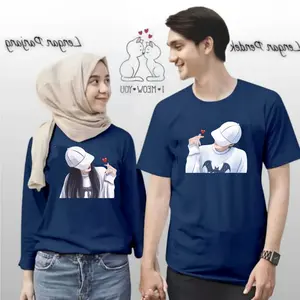 Kaos Couple Pasangan Idol ( Isi 2 Pcs ) Pria Wanita Lengan Panjang Dan Lengan Pendek Bahan Premium