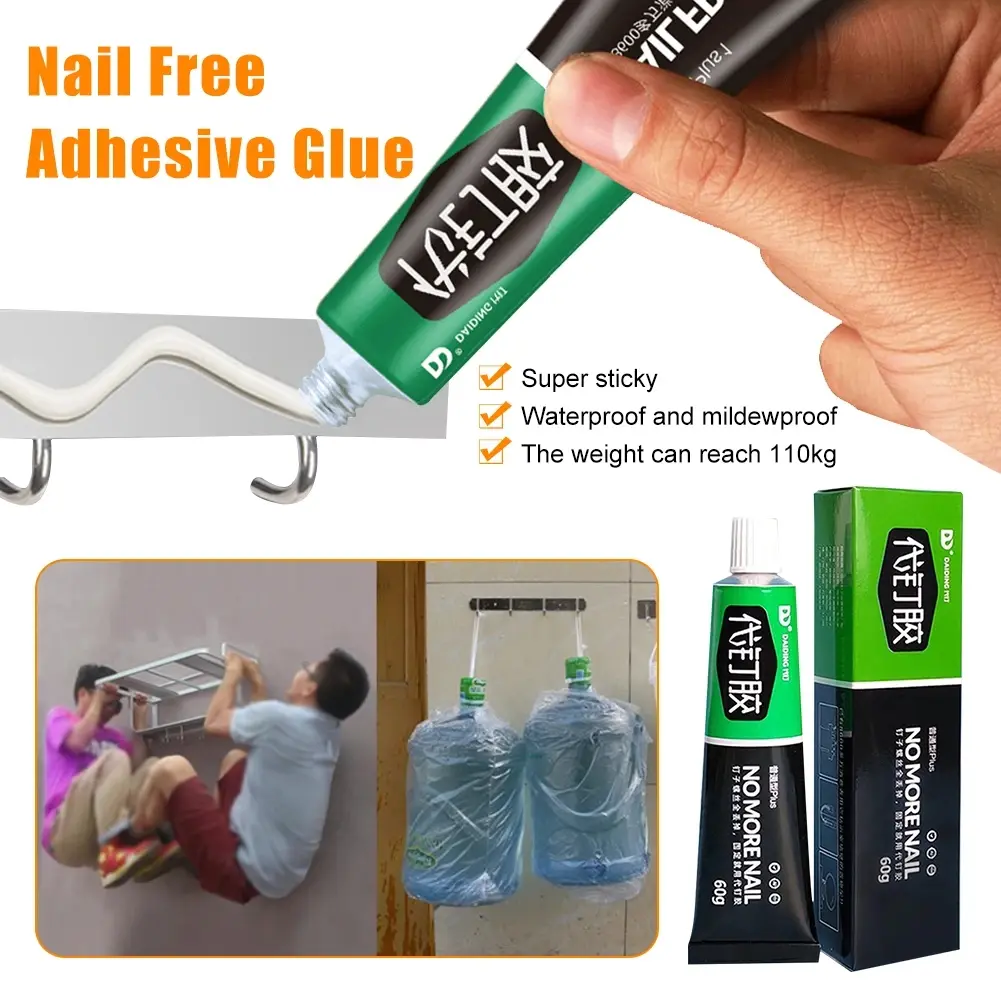 *Ready Stock*30/60g Strong Adhesive Sealant Fix Glue All-purpose Glue Nail Free Adhesive For Stationery Glass Metal Ceramic Nail Glue Gam Kuku