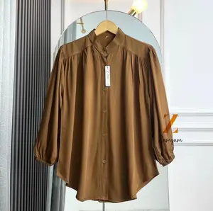 Kemeja Wanita Rayon Twill Lengan Panjang Atasan Amena Blouse