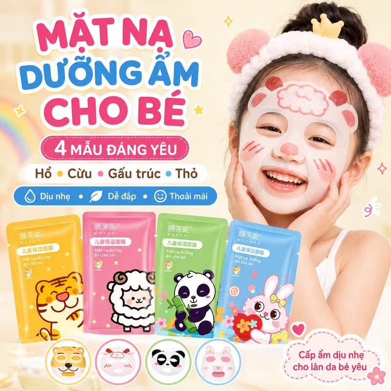 Mặt nạ trái cây cho trẻ em, mặt nạ dưỡng ẩm dịu nhẹ, mặt nạ hình động vật hoạt hình.