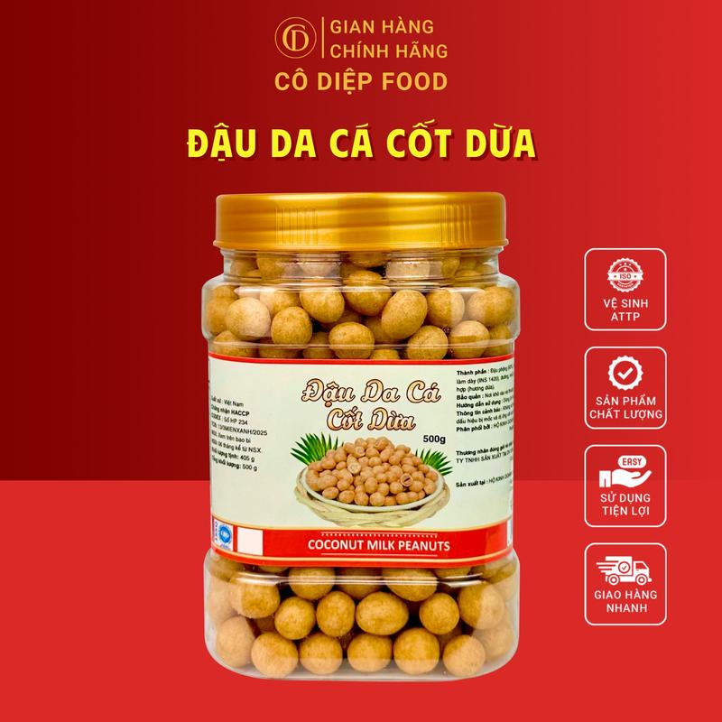 Đậu Phộng Da Cá Vị Nước Cốt Dừa Lon 500Gram 1KG Đầy Đủ Hồ Sơ Công Bố & Kiểm Nghiệm Sản Phẩm