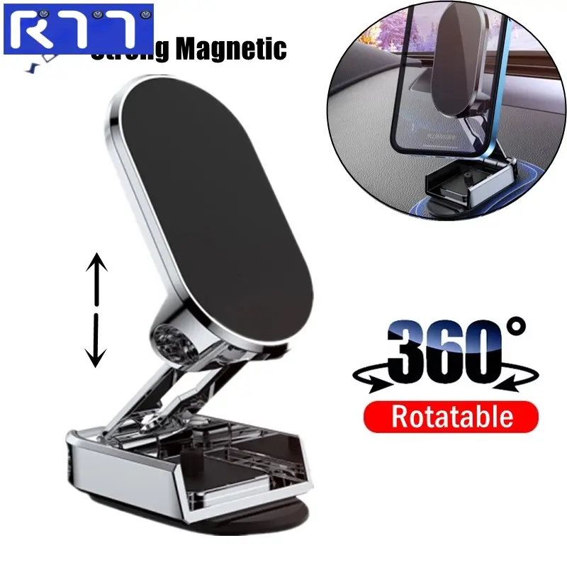 Giá Đỡ Điện Thoại Di Động Từ Tính RTT Cho Xe Hơi, Có Thể Gập Lại Và Xoay 360 °, Giá Đỡ Điện Thoại Di Động Từ Tính Mạnh, Đế Điện Thoại Di Động, Phụ Kiện Xe Hơi 5