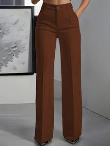 Pantalones de traje para mujer de cintura alta y pierna recta, estilo elegante casual de negocios, cómodos y versátiles, perfectos para usar en la oficina