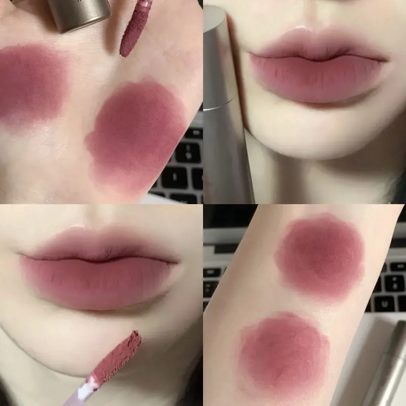 DIXI Tabung perak kecil glasir bibir beludru matte pemutih bibir gadis lumpur riasan baru serbaguna alami tint lip cream lipgloss 3