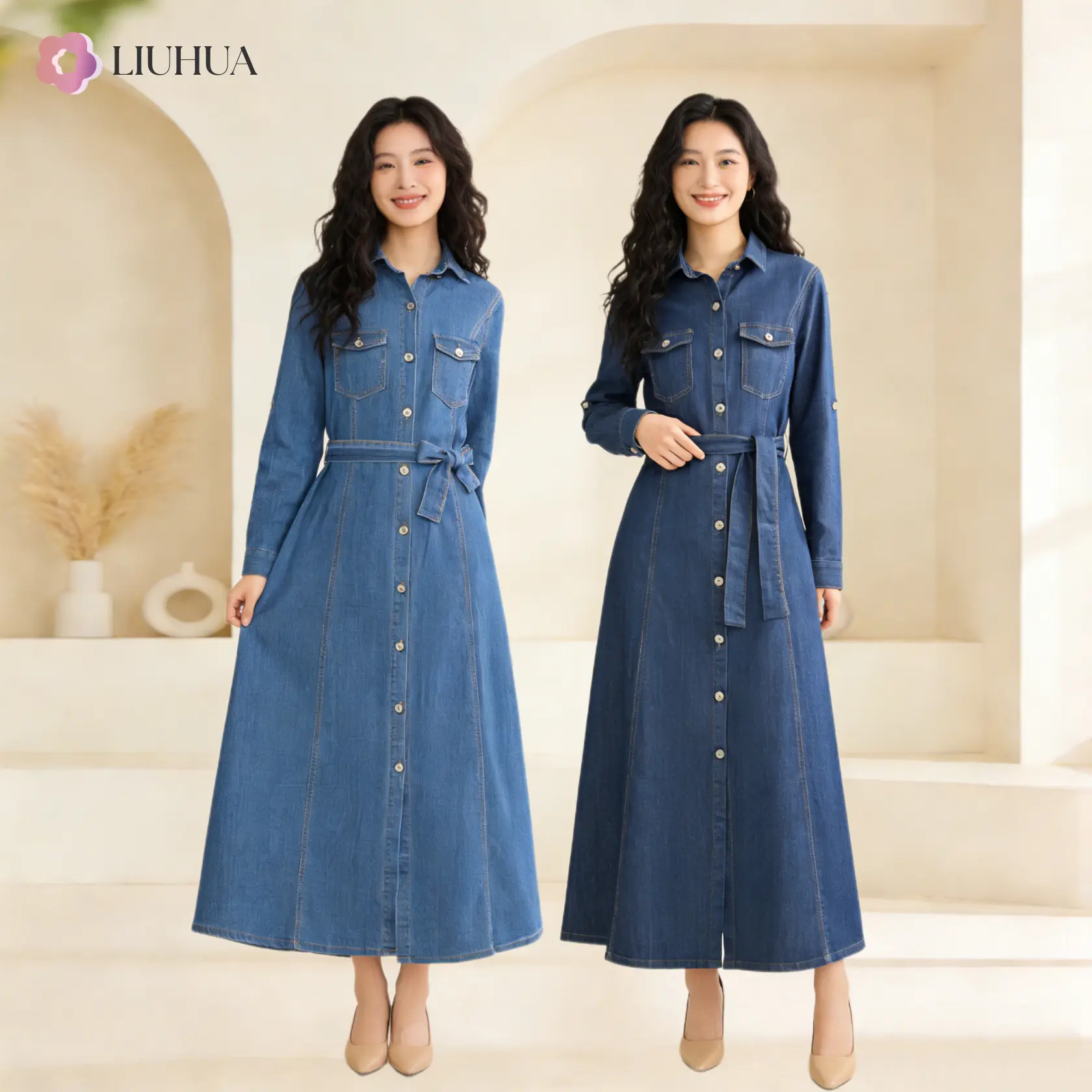 LIUHUA | Muslimah Denim Maxi Dress with Belt Casual Gaun Denim Kasual Untuk Wanita Dengan Tali Pinggang Elegant SC6XDR1003X2809# - TikTok Shop Malaysia LIUHUA | Muslimah Denim Maxi Dress with Belt Casual Gaun Denim Kasual Untuk Wanita Dengan Tali Pinggang Elegant SC6XDR1003X2809# - TikTok Shop Malaysia