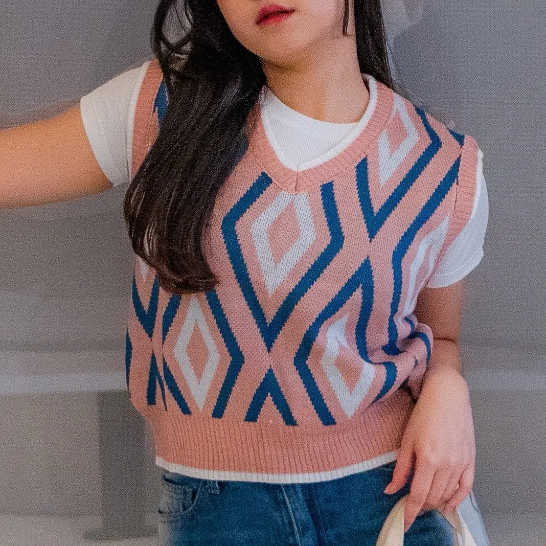 Vest Line Diamond - Vest Rompi Rajut Wanita Premium Korean Style