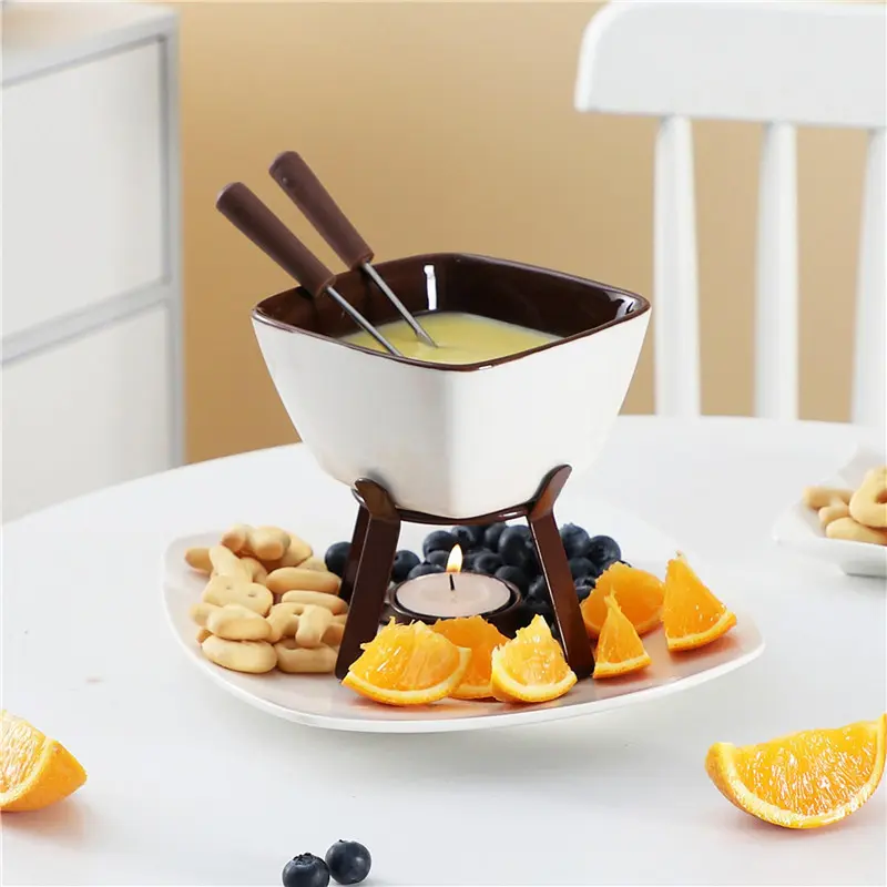 Creative Ceramic Hotpot Cheese Melting Insulated Pot Chocolate Hotpot Ice Cream Pot Circular Chocolate Stove Cooking Fondue 1