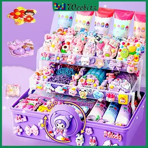 Weebitz DIY Keychain Set Kotak Stiker Cream Kartun Mainan Merangsang Kreativitas Anak-anak