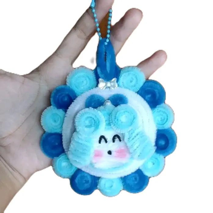 Gantungan Cermin dari Kawat Bulu Aesthetic Kaca Aksesoris Keychain Hadiah
