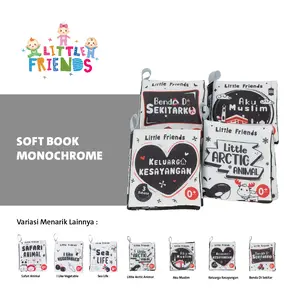 Soft Book Monochrome/Mainan Edukasi/ Mainan Gambar/ Bahan Kain Karakter Little Friends
