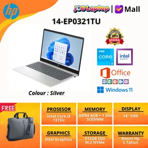 HP 14-EP0321TU Silver i3 1315U Win11 OHS (14" FHD/UMA/512GB SSD/4GB)