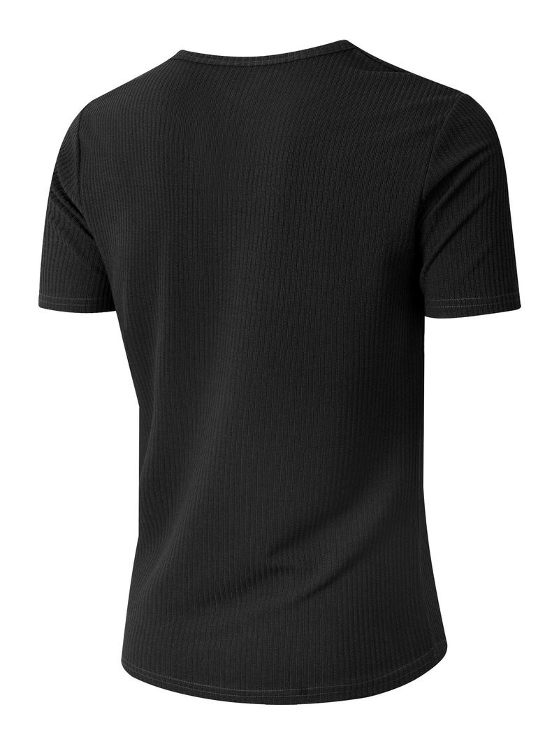 Product Introduction of Men's Vertical Striped V-Neck T-Shirt Pocket Solid Color Casual Fashion Teen, Quick Dry, Breathable and Wearable on Hot Days, Solid Color T-Shirt Sophisticated and Simple 5