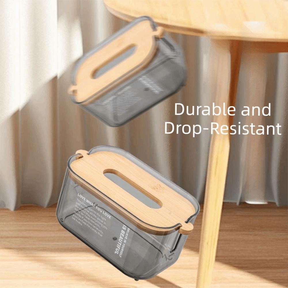 GEMMAIA Nordic Minimalist Bamboo Lid Transparent Tissue Box Waterproof Adjustable Desktop Tissue Dispenser Easy-To-Clean Space-saving Facial Tissue Holder Home Living Room GEMMAIA Nordic Minimalist Bamboo Lid Transparent Tissue Box Waterproof Adjustable Desktop Tissue Dispenser Easy-To-Clean Space-saving Facial Tissue Holder Home Living Room