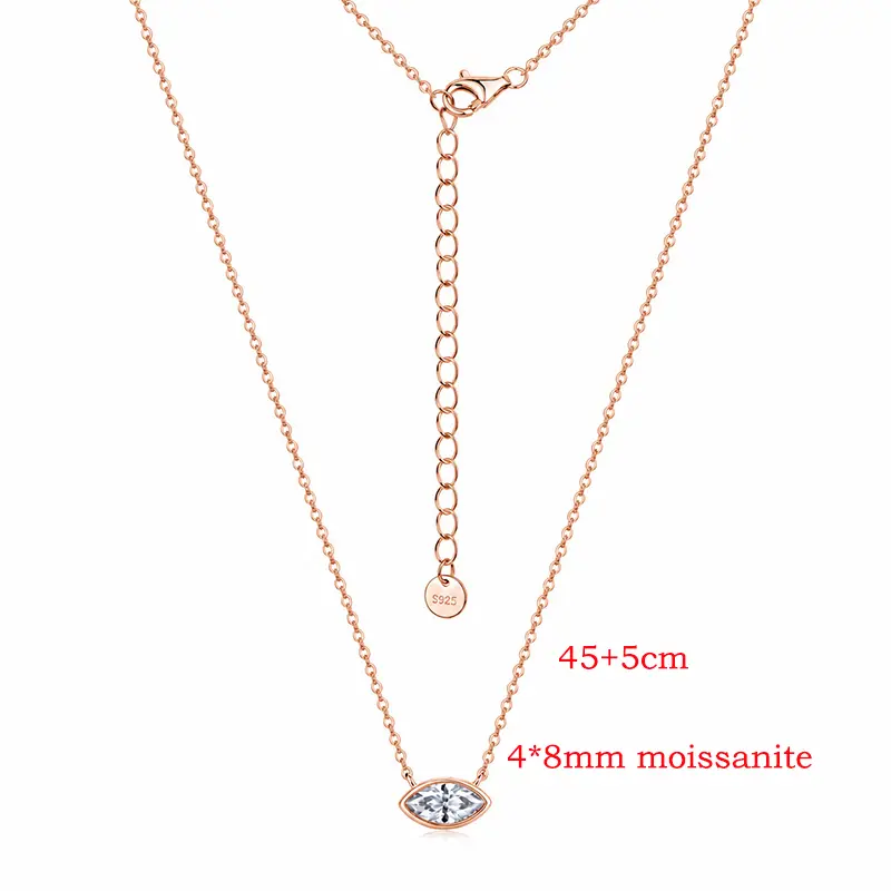 Smyoue New 4*8mm D Vvs1 Marquise Cut Moissanite Ne lace for Women 18k Plated 925 Sterling Si er Lab Diamond Wedding Pendant