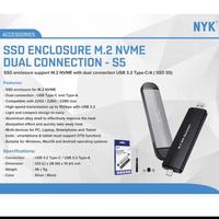 Gambar NYK S5 Case Casing Enclosure SSD M.2 NVMe High Speed Transmission , Dual Connection Output Type-C & USB-A , Allumunium Alloy untuk Size 2242 2260 2280 dari Click & Go Tokopedia Kota Bandung 2 Tokopedia