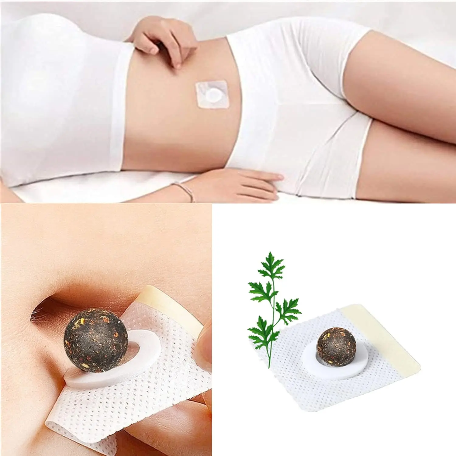 Wormwood Belly Patch,30Pcs Mugwort Abdomen Navel Patch and 30Pcs Moxibustion Patch for Women and Men Extract Tubuh