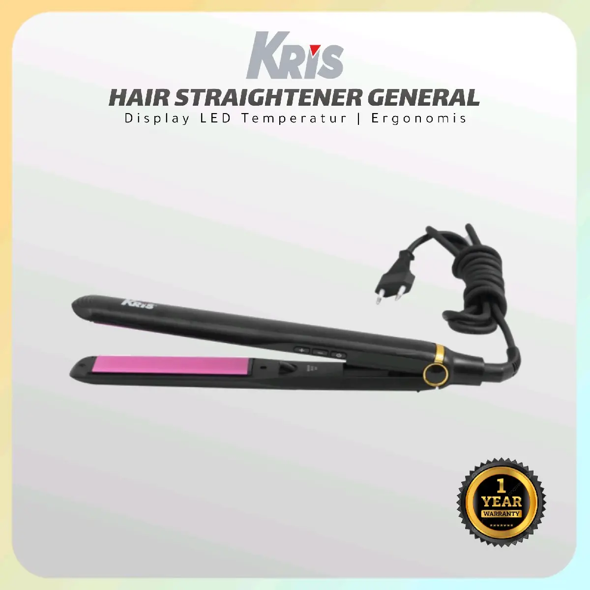 KRIS Catokan Rambut Ceramic Tourmaline Hitam | Hair Straigtener Stylish Black Kris