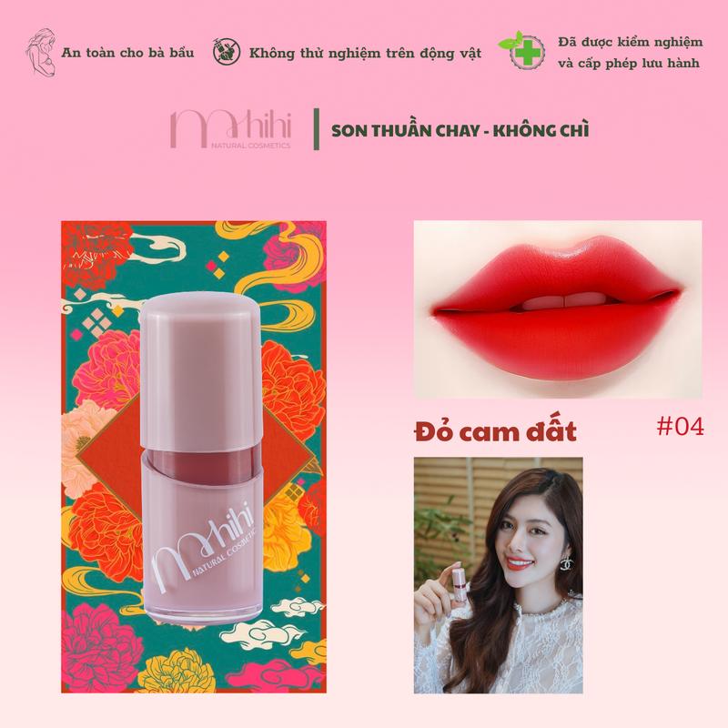 M.HiHi #04 ĐỎ CAM ĐẤT - KEM LÌ - SON THIÊN NHIÊN KHÔNG CHÌ