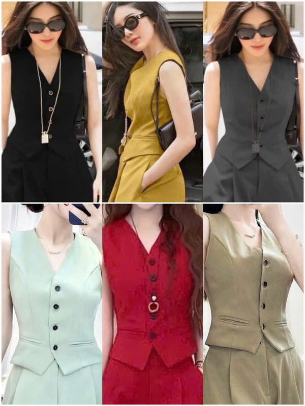 BIGSIZE 40-85KG Sét Áo Vest Gile Trẻ Trung Thiết Kế Sang Xịn Bigsize 4XL 85KI' - Women Nữ Top