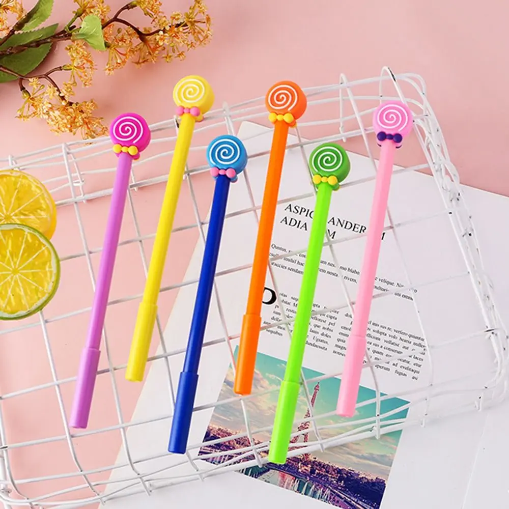 5 Pcs/Bag Stationery Gift Cute Lollipop Neutral Pen Creative Personality Signature Pen Candy Colored Cartoon Water-based Pen Office