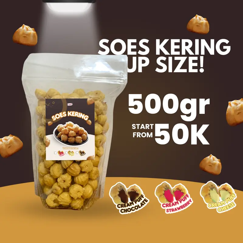 Soes Kering Rasa Strawberry dan Original Cheese Kemasan 500gr 0