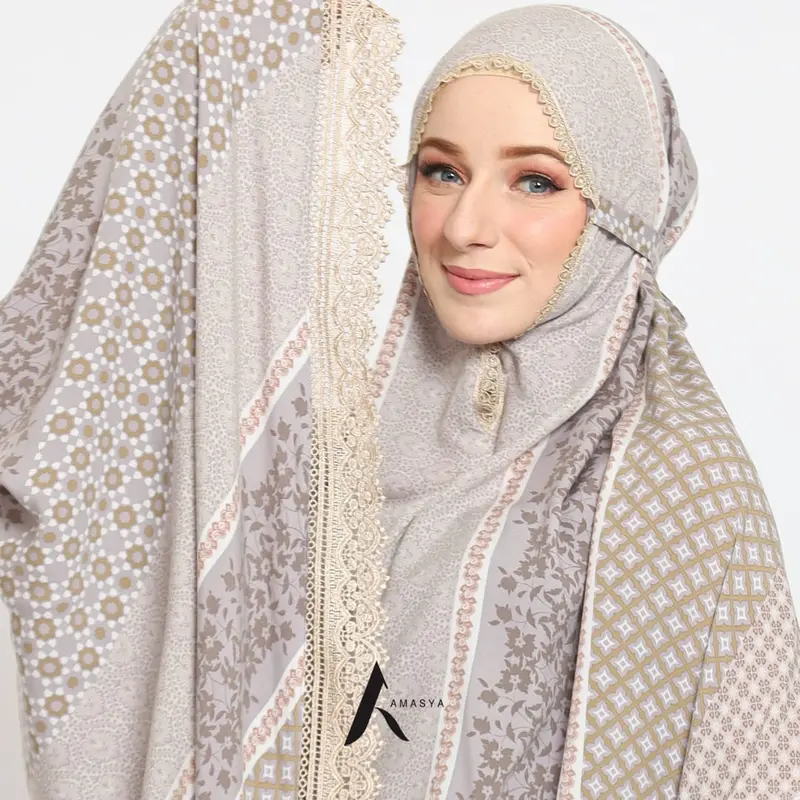 Amasya Kaluna Mukena Dewasa Premium Rayon Organic Atasan Bawahan Motif Renda Panjang Mewah Seserahan 6