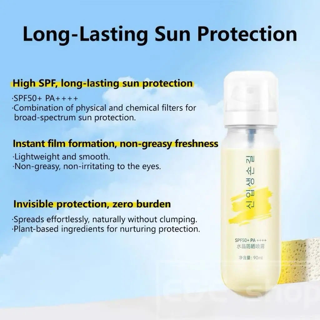 NEW ARRIVAL Sunscreen Spray (90ml) SPF50 PA++++ Face Body Spray Anti UV UVA UVB Permitted on the plane Smooth Body Care