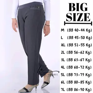 Celana Kerja Wanita Kantor UP Pinggang Karet High Waist Standar dan Jumbo Size M-7L - Kulot, Panjang Nyaman Semi Formal Hitam Basic Kain Katun Baggy office lady plus size celana panjang celana sayur perempuan slim