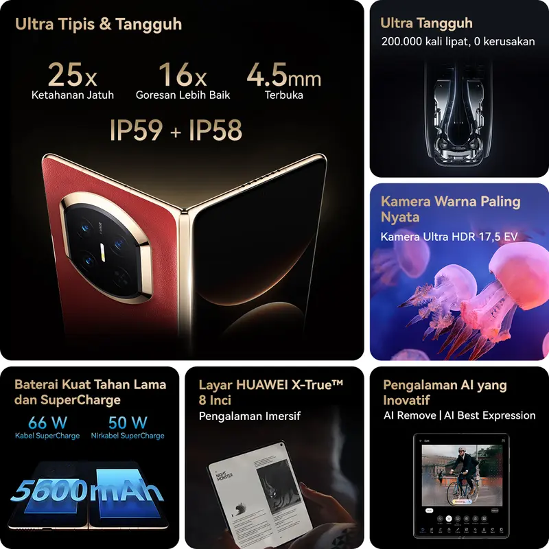 【10.10 Mega Sale s/d 20%*】HUAWEI Mate X7 Smartphone | 16/512GB | Ultra Thin and Durable | True-to-Color Camera | Ultra-long Battery Life | Smart AI