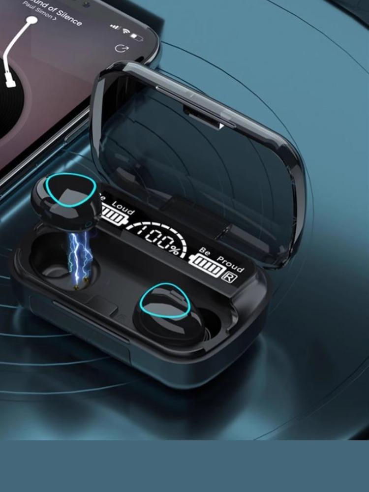 Headset TWS M10 Bluetooth, Earphone LED Display Pengisian Nirkabel, Earbuds Kontrol Sentuh, Headphone HIFI Suara Jernih Anti Air