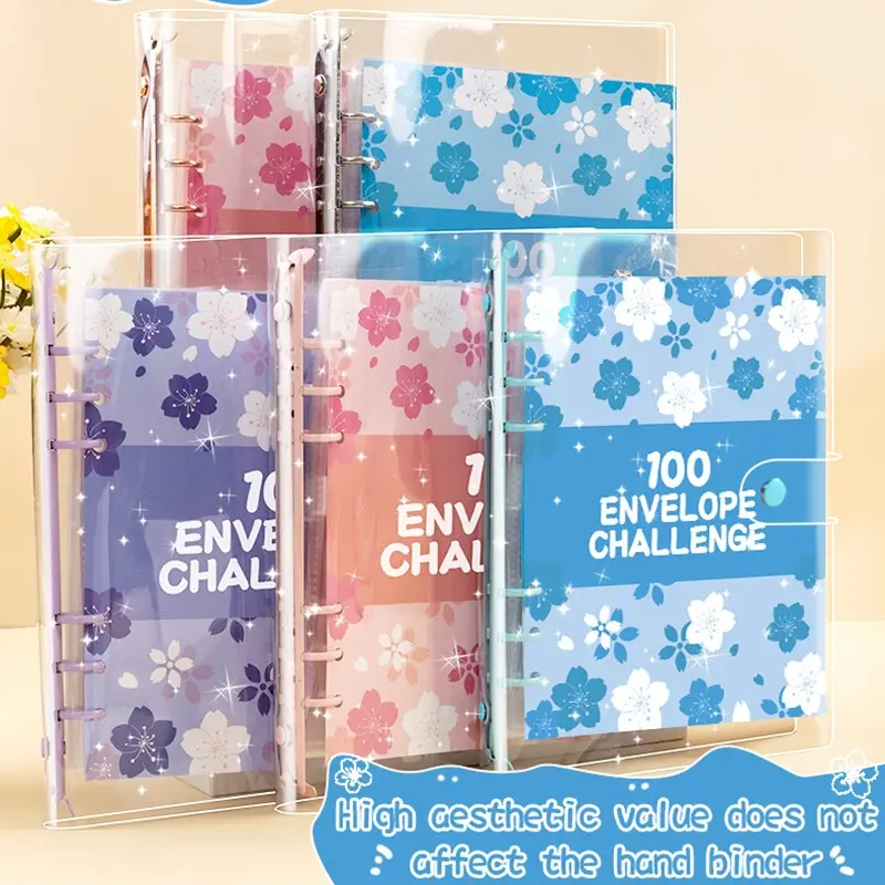 100 Envelope Challenge loose-leaf notebook A5  Removable Sakura Clear Binder Couple Savings Budget to Save ₱100K  Savings Challen