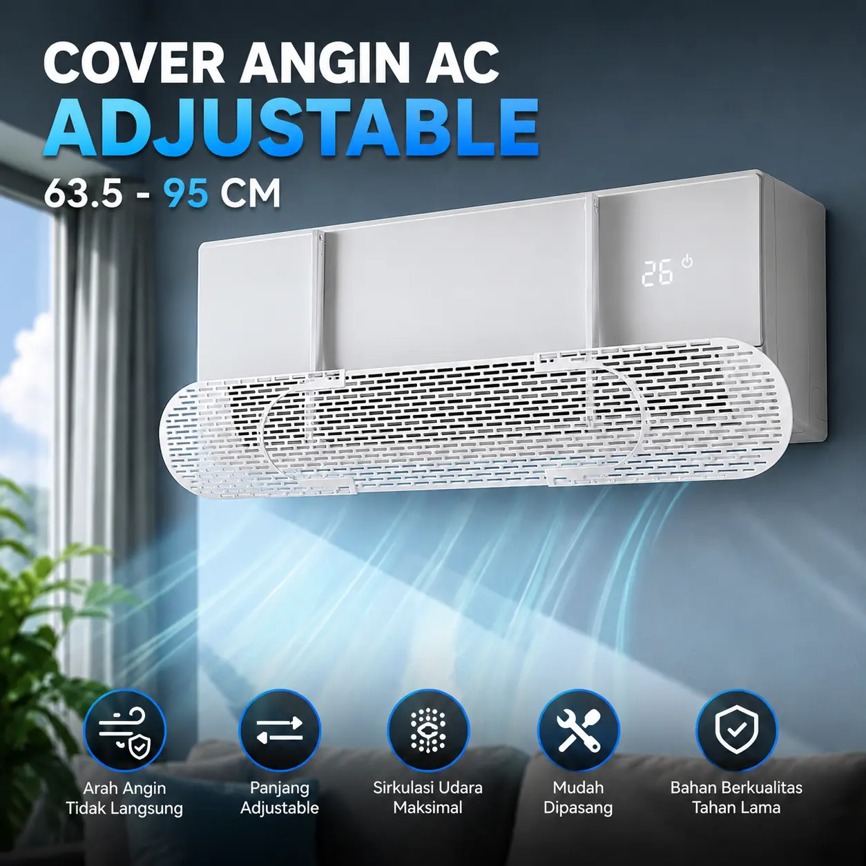 Cover Penutup Angin Ac Gantung Universal Anti Masuk Angin Talang Angin Ac Adjustable Three Board Windshield Deflector