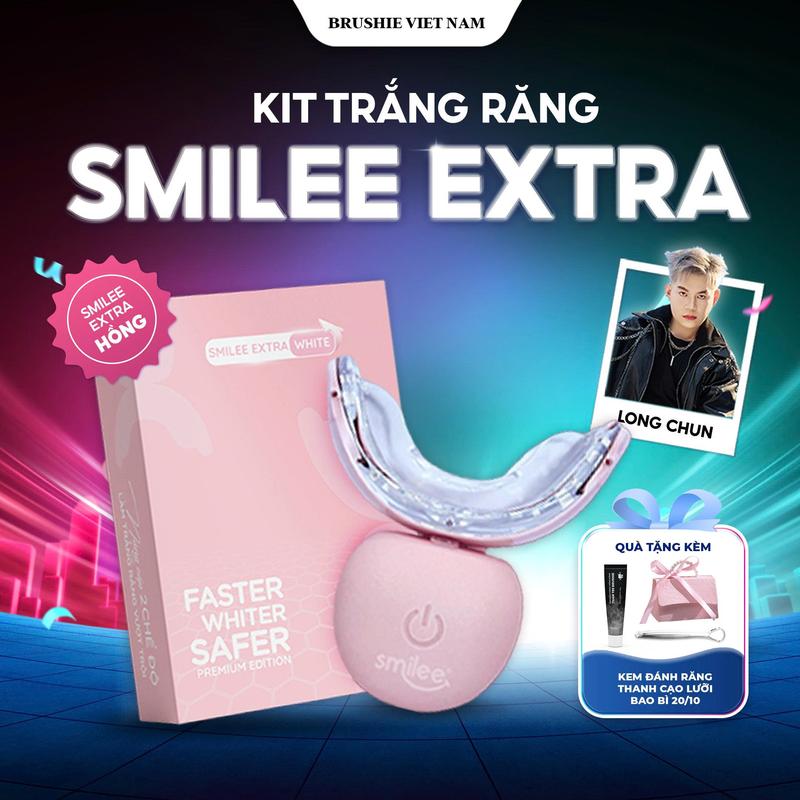 [CFV_LONG CHUN] Bộ Kit Hỗ Trợ Làm Trắng Răng Smilee Extra White (Phiên bản cải tiến)  - Duy trì độ trắng 8-12 tháng tuỳ cơ địa từng người  - Bảo hành 12 tháng - Hàng chính hãng +1 THANH CẠO LƯỠI + KEM ĐÁNH RĂNG + BAO BÌ 20/10 #KITEX