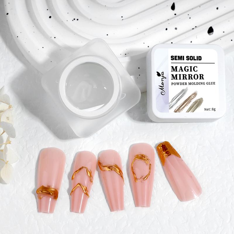 Gel UV Đúc Móng Nghệ Thuật, Monja, 8g, Cho Bột Gương Ma Thuật, Trong Suốt, Bán Trơn, Tạo Hình 3D, Trang Trí Đính Đá Keo Ngâm UV Đèn LED, Thích Hợp Để Chữa Bệnh, Salon Và Sử Dụng Tại Nhà, Dụng Cụ Thiết Kế Làm Móng Tự Làm