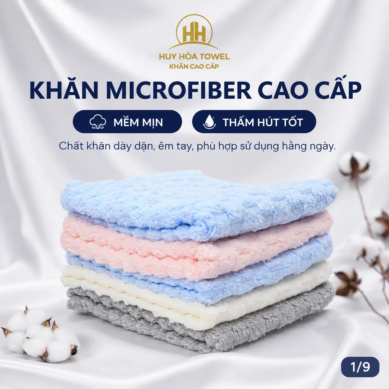 Khăn Tắm Lông Cừu 50x100cm Huy Hòa Towel Sợi Microfiber Mềm Mịn Thấm Hút Không Ra Màu Không Sổ Lông