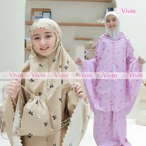 Vivio Mukena Anak 2in1 Katun Premium Motif Print Lasercut Tas Gendong Cantik Resleting Dagu Tanggung SD SMP Bahan Halus Adem Ukuran L XL XXL