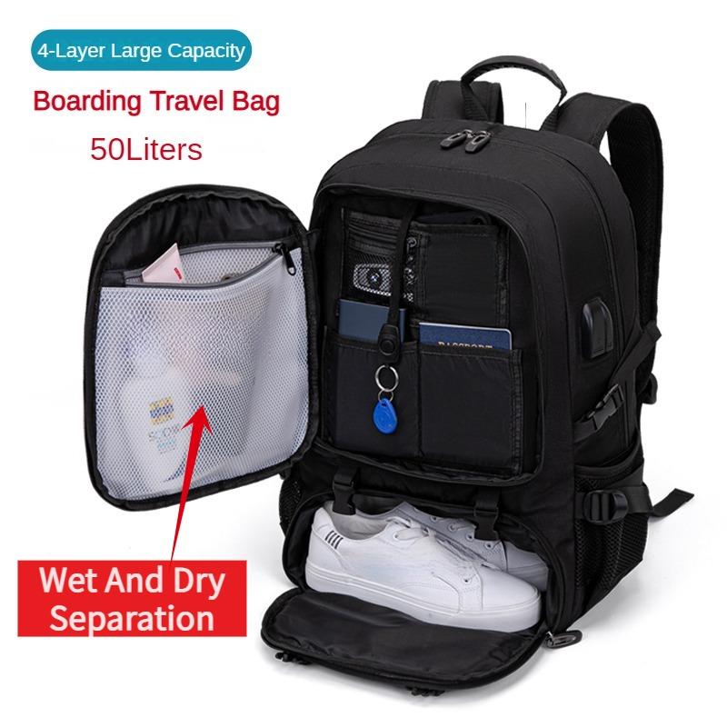 Ba lô nam, Dung tích 50L, Có Thể Mở Rộng, Ba lô đi bộ đường dài, với ngăn đựng giày, Thích hợp cho máy tính xách tay 15,6 / 16 inch