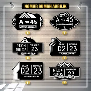 NOMER RUMAH NOMOR RUMAH AKRILIK CUSTOM TYPE LANDSCAPE - C / UKURAAN 25CM X 15CM / LASER CUTTING