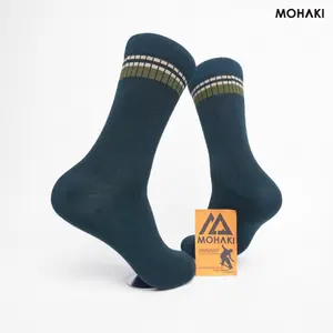 MOHAKI - Kaos Kaki Oldschool Harajuku Retro Striped Hijau Botol