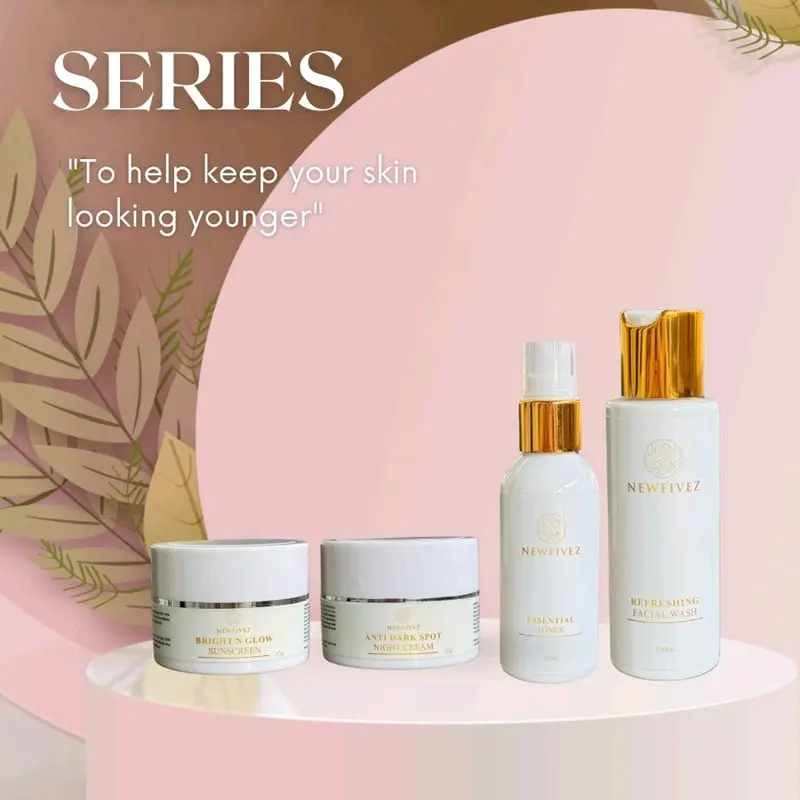 Newfivez Lightening Series Paket Flek Hitam Dan Anti Aging skincare mencerahkan Perawatan Wajah Kusam Kerutan Memudarkan 1