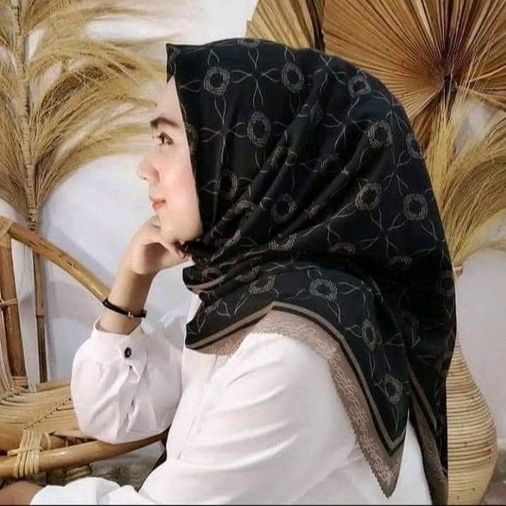 Hijab Segiempat Voal motif premium /Hijab segiempat Cantik Muslim Nyaman Santai Katun Square Kerudung 7