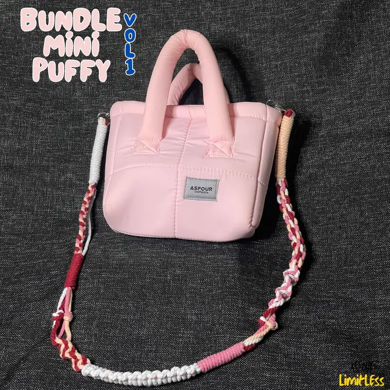 Asfour - Mini Puffy Bundle + Tali Macrame Hand Sling bag Hologram Wanita 1